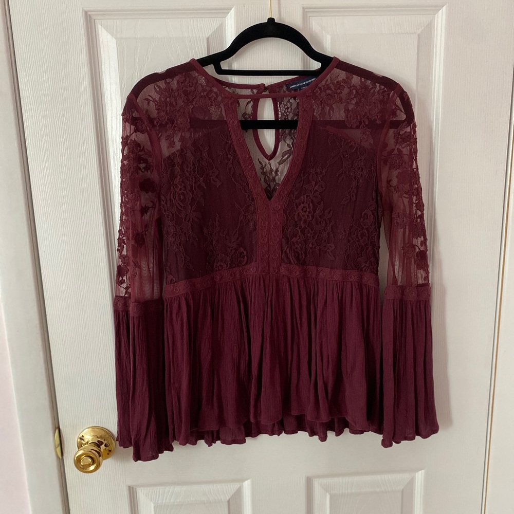 Maroon lace blouse
